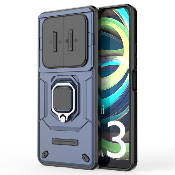 Case for Xiaomi Redmi A3, KickStand Camera Lens, blue