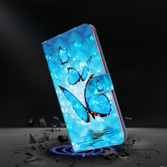 Flip case for Samsung Galaxy A14 4G/5G, Wallet Butterfly, blue