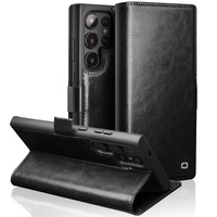 Flip case for Samsung Galaxy S25 Ultra, QIALINO Leather Wallet, black