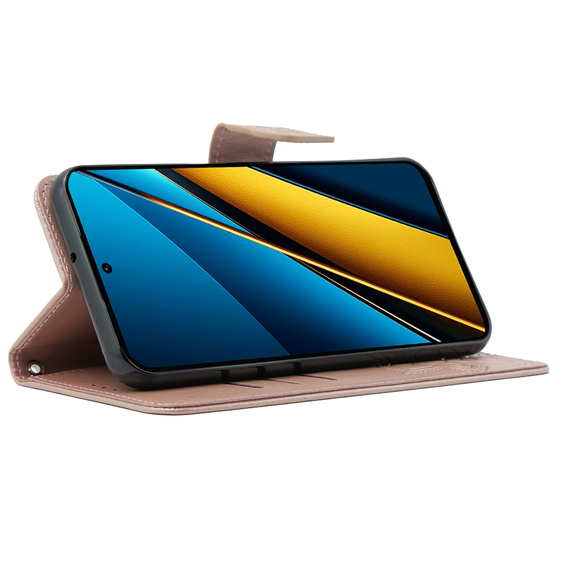 Flip case for Xiaomi Poco X6 5G, Butterfly, pink rose gold