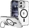 Case for iPhone 17, for MagSafe, with stand, transparent with black inserts