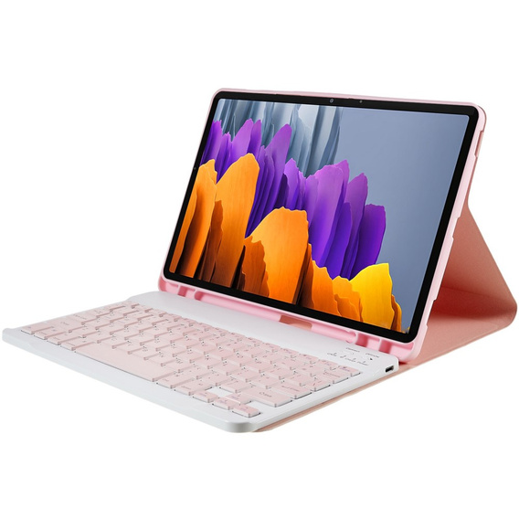 Case + keyboard Samsung Galaxy Tab S7 T870/T875 / S8, Pen Slot, pink rose gold