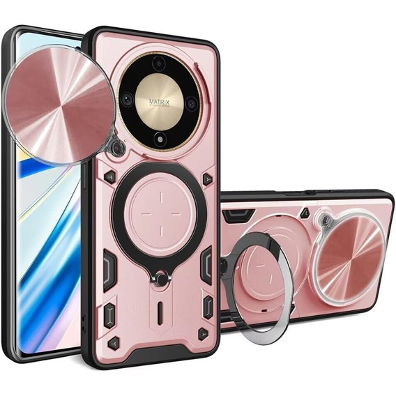 Armor case for Honor Magic 6 Lite 5G, CamShield Slide, pink rose gold