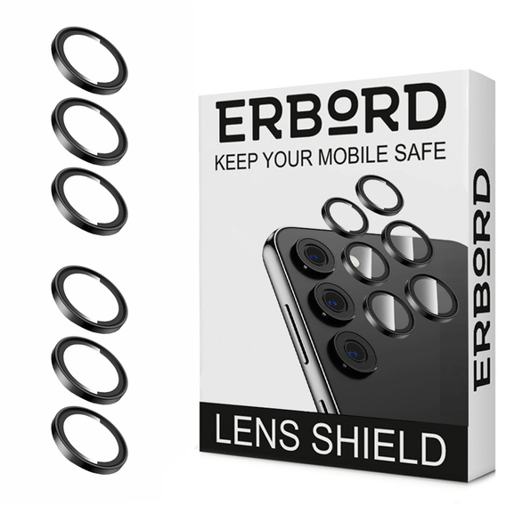 2x Camera Glass for Samsung Galaxy S24, ERBORD Camera Lens, black