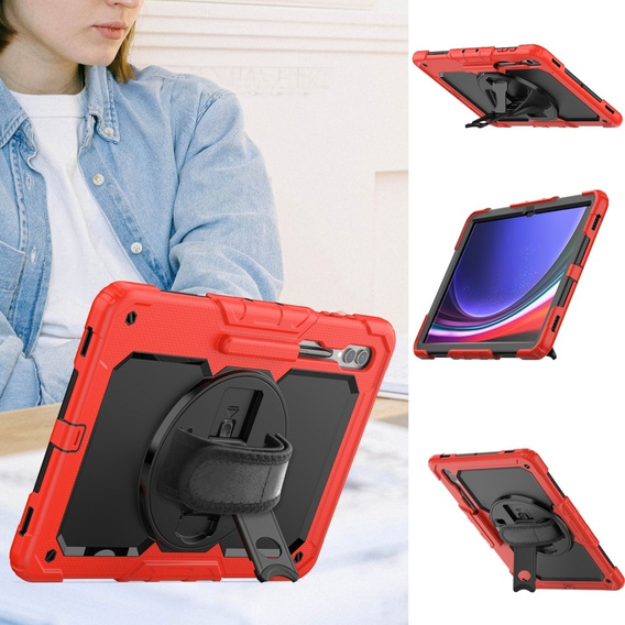 Case for Samsung Galaxy Tab S9 Ultra, Armor Protective, Red / Black