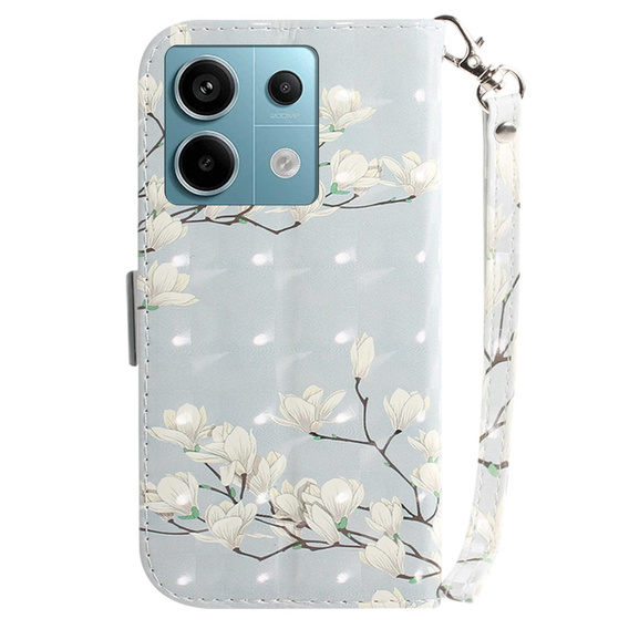 Flip case for Xiaomi Redmi Note 13 Pro 5G, Wallet, Magnolia Flowers grey