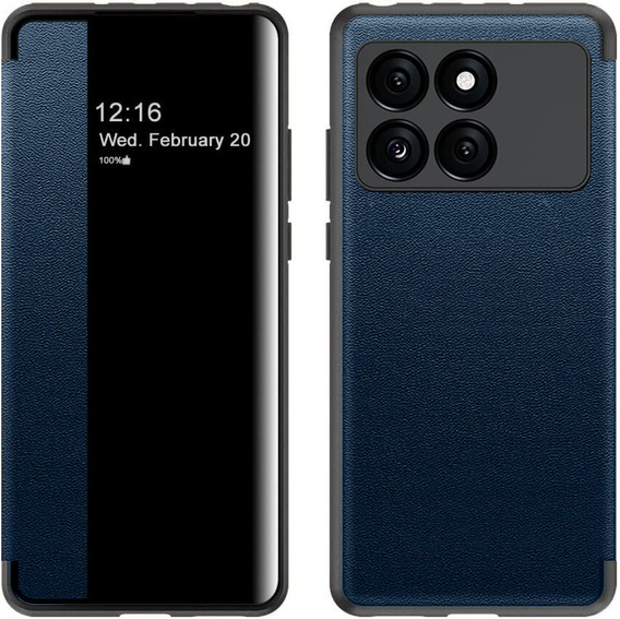 Flap case for Xiaomi Poco F6 Pro, Side View, blue