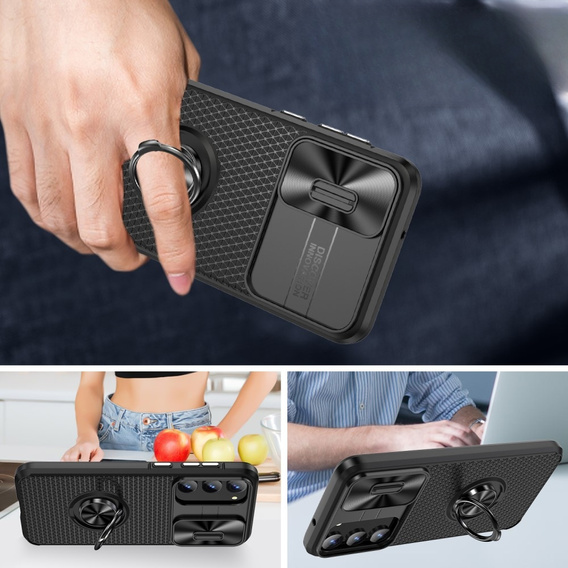 Case for Samsung Galaxy S23, Camera Slide Ring, black