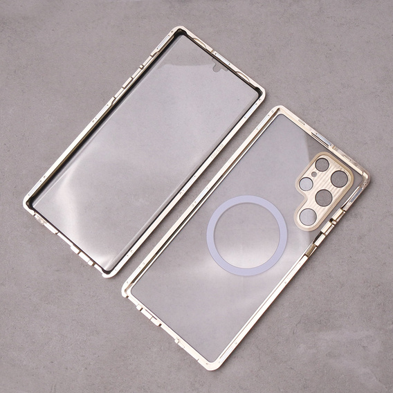 Magnetic Dual Glass MagSafe case for Samsung Galaxy S22 Ultra, gold