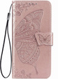 Flip case for Infinix Hot 50i 4G, Butterfly, pink rose gold