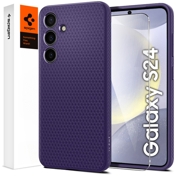 Spigen case for Samsung Galaxy S24, Liquid Air, purple + 9H Tempered Glass