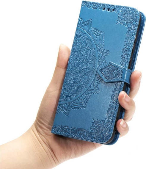 Flip case for Samsung Galaxy M55 5G, Mandala, blue