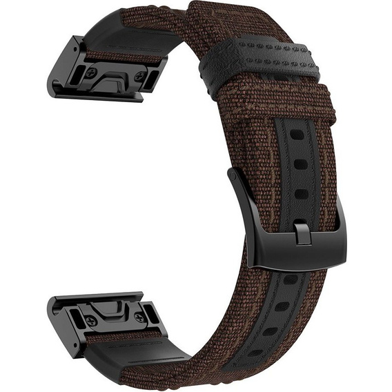 Canvas+Leather strap for Garmin Fenix 5/6/6 Pro / 7 / Forerunner 935/945 - Brown