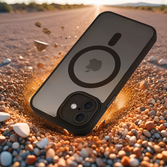 Case for iPhone 16 Plus, for MagSafe, ERBORD Matt Case, black + Screen Glass