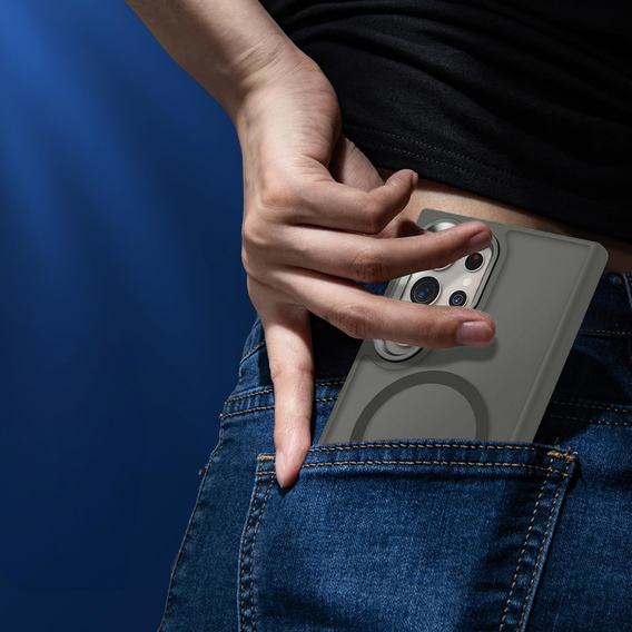 Case for Samsung Galaxy S25 Ultra, Kickstand Matt Case, for MagSafe, gray + Screen protector
