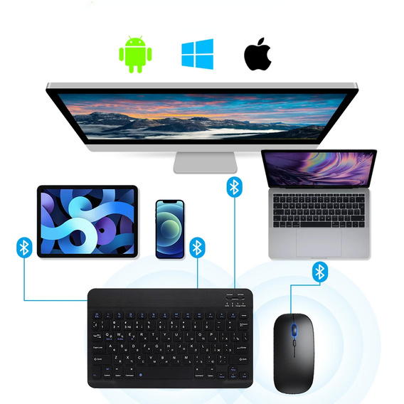 Wireless keyboard and Bluetooth mouse set for Android/Windows, black