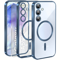 Case for Samsung Galaxy A55 5G, Electro MagSafe, blue + Screen Glass