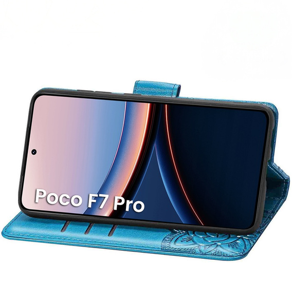 Flip case for Xiaomi Poco F7 Pro, Butterfly, blue