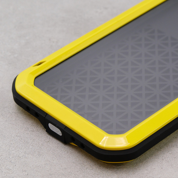 Love Mei Case for iPhone 12, armored with glass, yellow