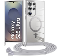 Case for Samsung Galaxy S25 Ultra, Electro MagSafe, silver + Lanyard