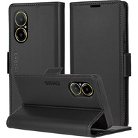 Case for Realme C67 4G, ERBORD Glossy Litchi, wallet with flap, black