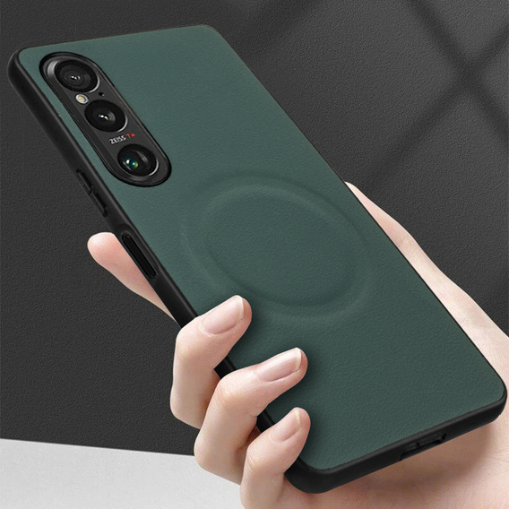 Case for Sony Xperia 1 VI, Leather Hybrid MagSafe, green