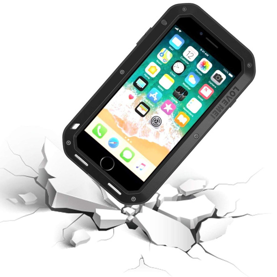 Love Mei Case for iPhone 8 Plus / 7 Plus, armored with glass, black
