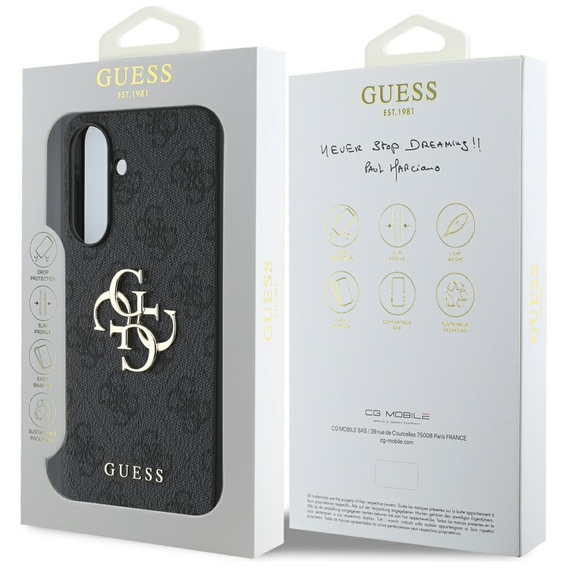 GUESS Case for Samsung Galaxy A56 5G, 4G Big Metal Logo, black