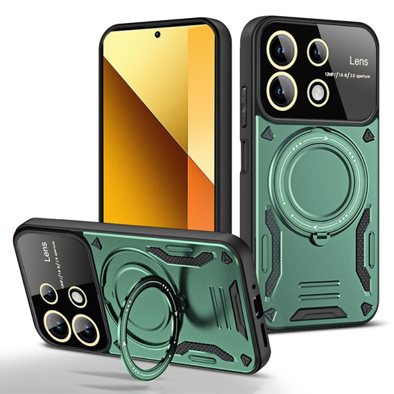 BENKS Kevlar Case for Xiaomi Redmi Note 13 Pro 4G / Xiaomi Redmi Note 14S / Xiaomi Poco M6 Pro 4G, for MagSafe, Carbon Fiber, green