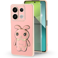 Case for Xiaomi Redmi Note 13 Pro 5G, Rabbit, pink + 9H Tempered Glass