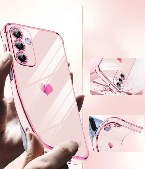 Case for Samsung Galaxy A56, Electro heart, pink rose gold + Glass 9H