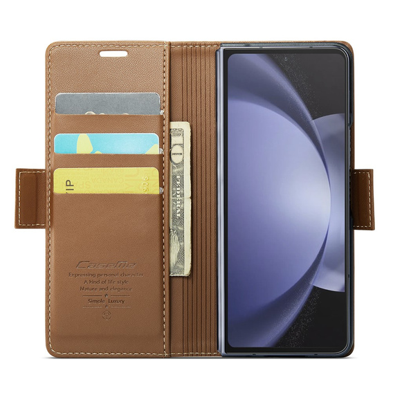 CASEME flip case for Samsung Galaxy Z Fold6 5G, Litchi Wallet, brown