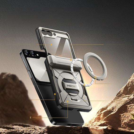 Case with magnetic stand for Samsung Galaxy Z Flip7 FE / Z Flip6, grey