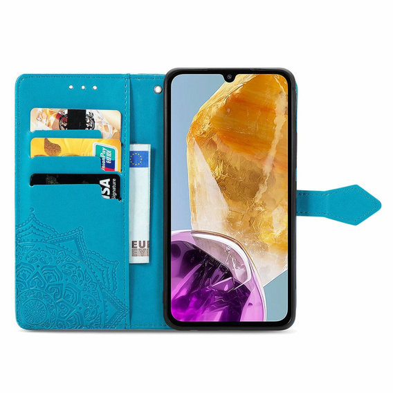 Flip case for Samsung Galaxy M15 5G, Mandala, blue