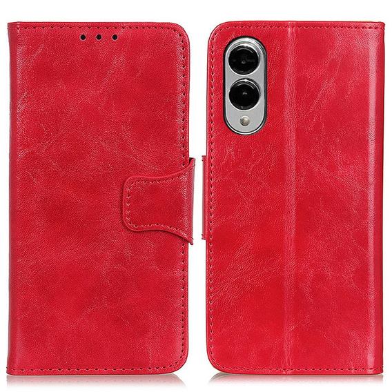 Flip case for Samsung Galaxy S25 Edge, Crazy Horse Wallet, red