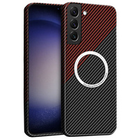 Case for Samsung Galaxy S23, Magsafe Slim Carbon, black / red