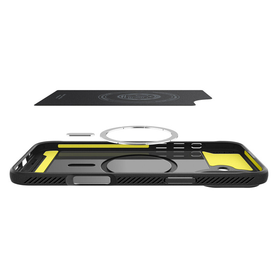 Spigen case for iPhone 16 Plus, Rugged Armor MagSafe, black + Tempered Glass 9H