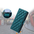 Flip case for Xiaomi Redmi Note 13 Pro 4G / Xiaomi Redmi Note 14S / Xiaomi Poco M6 Pro 4G, Rhombus Crossbody Leather, dark green