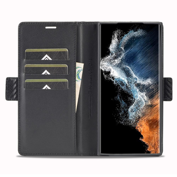 Flip case for Samsung Galaxy S23 Ultra, Carbon LC.IMEEKE, black