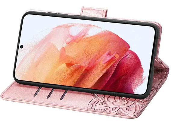 Flip case for Motorola Moto E14, Butterfly, pink rose gold