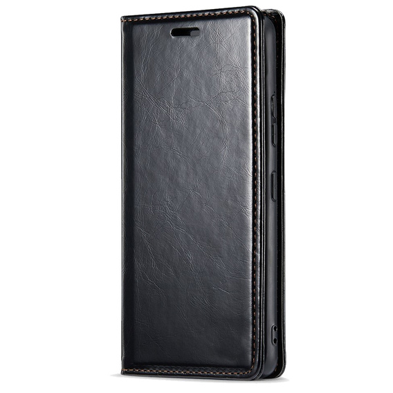 Flip case for Samsung Galaxy S23, ERBORD Waxy Wallet, black
