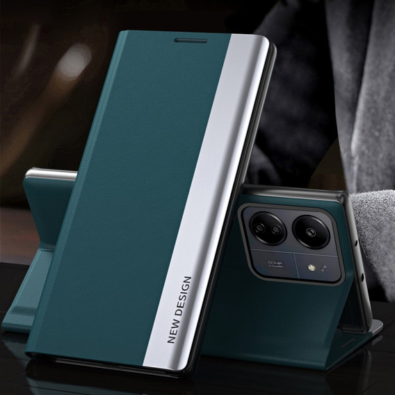 Flip case for Xiaomi Redmi 13C / Poco C65, Side Magnetic, green
