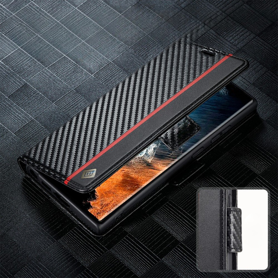 Flip case for Samsung Galaxy S23 Ultra, Carbon LC.IMEEKE, black