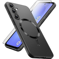 Case for Samsung Galaxy A36, ColorMag, for MagSafe, black + 9H tempered glass