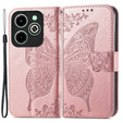 Flip case for Infinix Hot 40i, Butterfly, pink rose gold