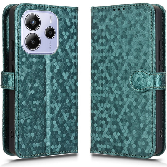Flip case for Xiaomi Redmi Note 14 4G, Wallet Rhombus, green