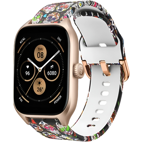 Silicone Strap for Samsung Galaxy Watch Active 20mm, Colorful Skull