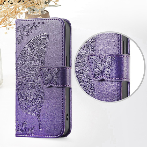 Flip case for Xiaomi Redmi 15C 4G/LTE, Butterfly, purple