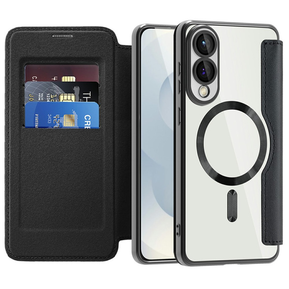 Flip case for Samsung Galaxy S25 Edge, RFID Wallet MagSafe CamShield, black