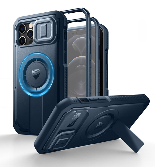 Armored case for iPhone 12 / iPhone 12 Pro, Dexnor CamProtect MagSafe, dark blue (Two frames)